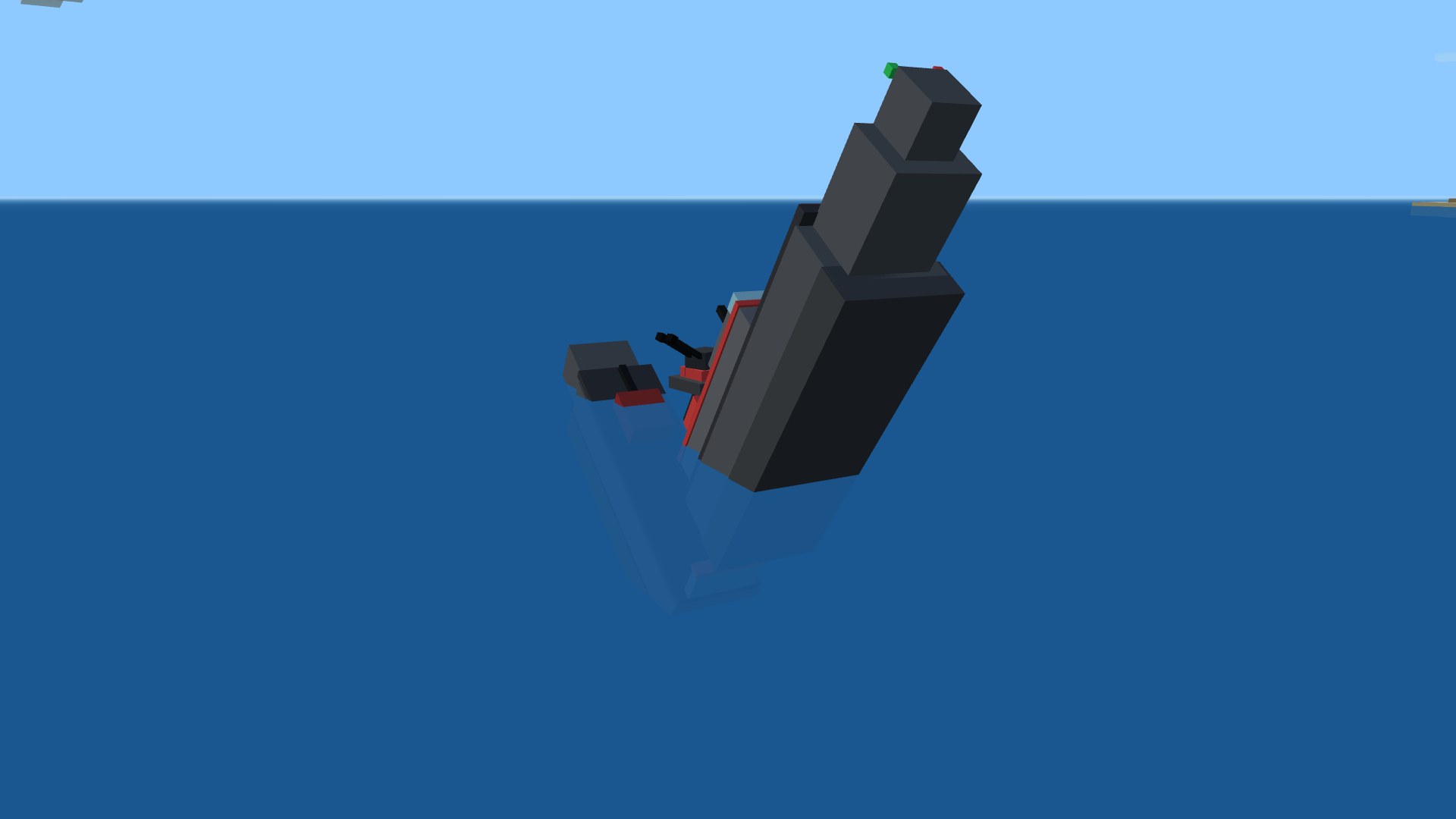 A torpedoed destroyer broken in half, bow reared up out of the water, stern folding under, secondaries and steam at the break
